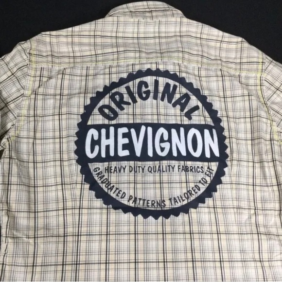 Chevignon Women Beige Plaid Long Sleeve Button Up Shirt Size M - Picture 2 of 9